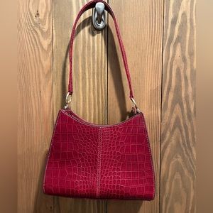 Liz Claiborne small red alligator faux leather bag